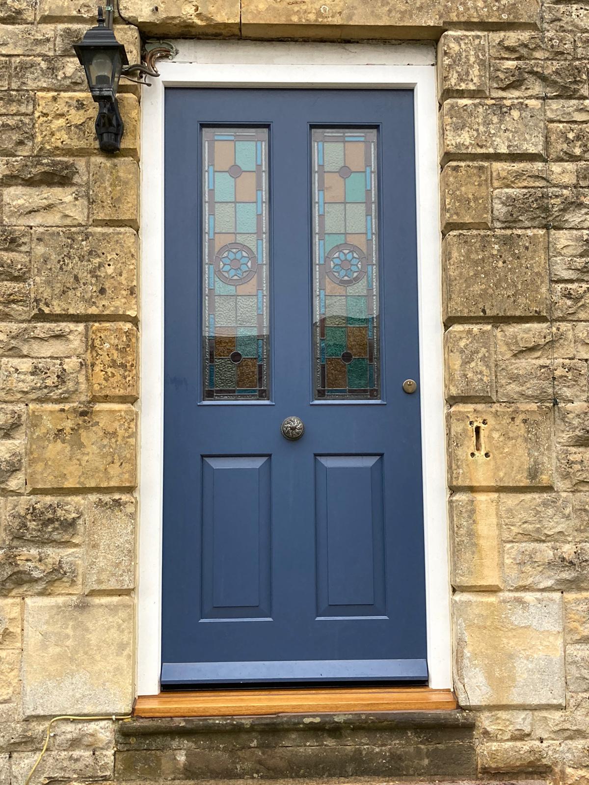 Painted Bespoke Door with Stained Glass
